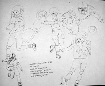 Gesture drawings of football players