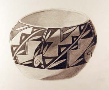 Drawing of Acoma pottery