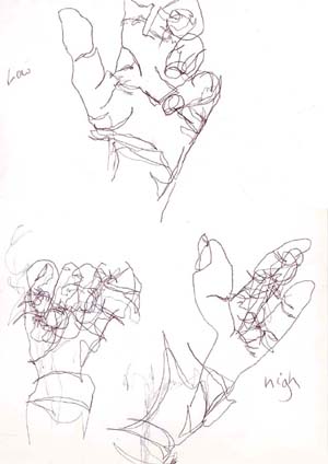 Images of the artist's left hand