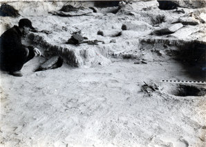 View showing association of cists in trench 'A' – you are indicating the 'basket cist.'