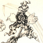 Detail of botanical illustration of orchid flower