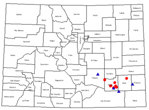 Map of Colorado showing species distribution